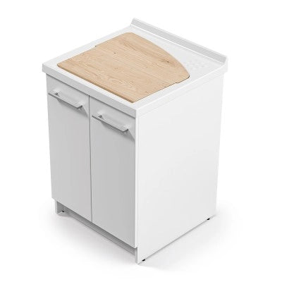 Mobile lavatoio 61x50 cm Revine vasca in ceramica e asse in legno