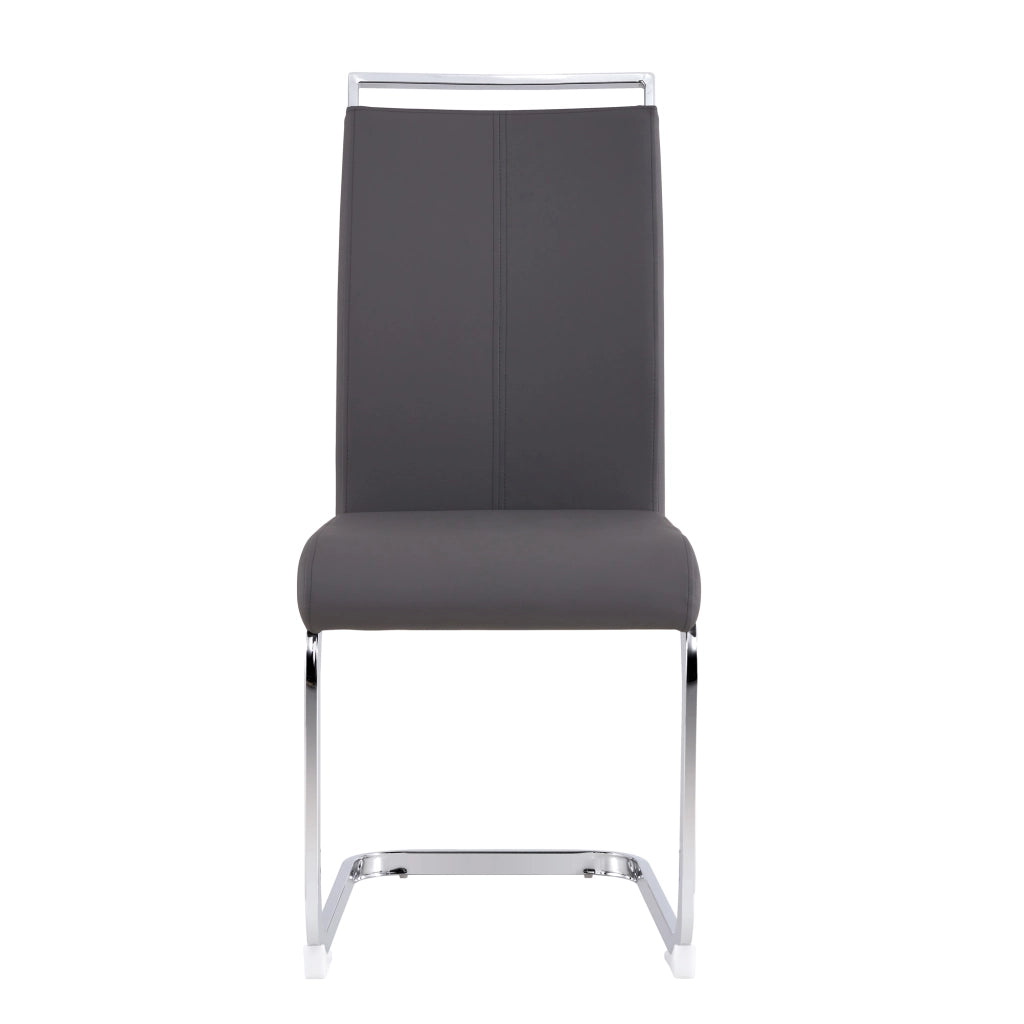 Sedie da Pranzo Imbottite in Similpelle ¨C Xylo ¨C Grigio, Set 4 Pezzi, Gambe in Metallo