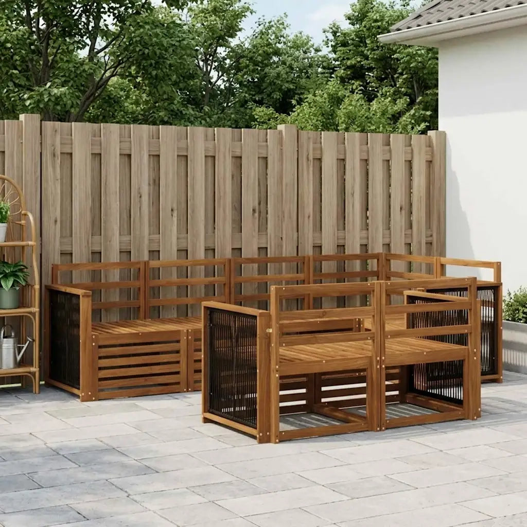 Set divano sezionale 6 pcs Naturale Legno di Acacia Massello