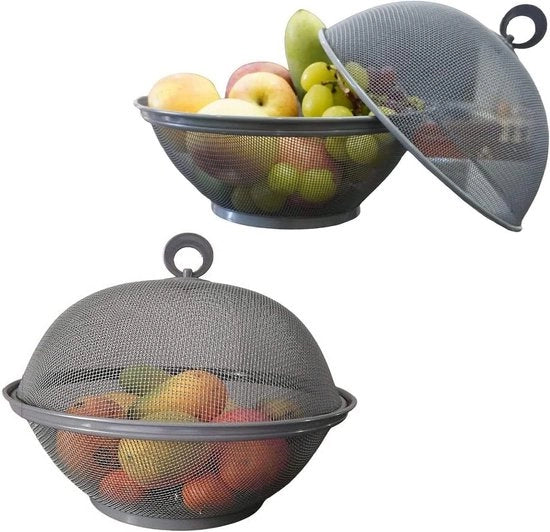 Scaletta metallica con coperchio per insetti - schermo per il nutrimento delle verdure - grigio - set da 2