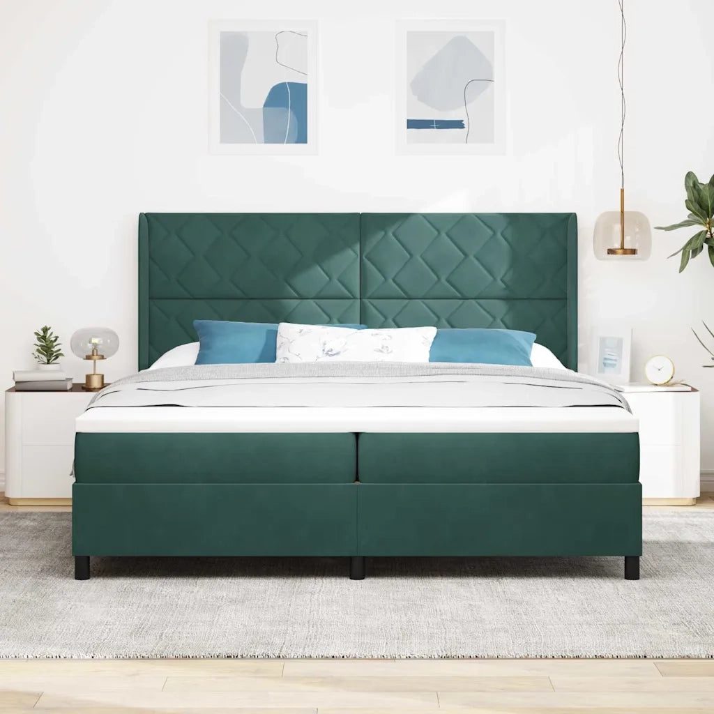 Letto a molle con testiera Verde Scuro 200 x 200 cm Velluto 3342083