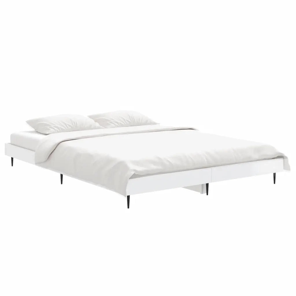 Giroletto-Struttura Letto Bianco Lucido 135x190 cm in Legno Multistrato