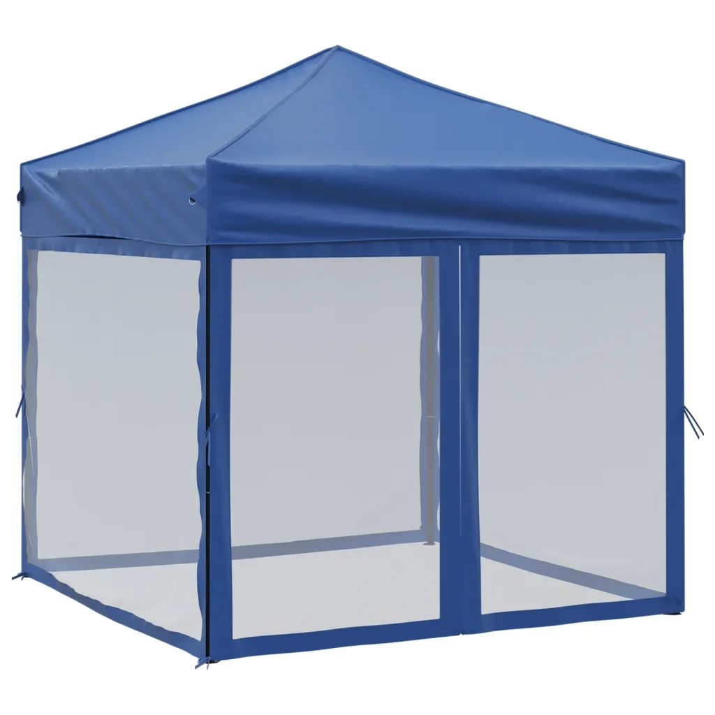 Tenda per Feste Pieghevole con Pareti Laterali-Tenda Gazebo Blu 2x2 m 129909