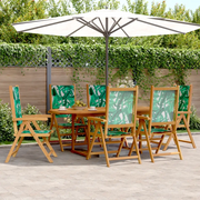 Set Pranzo da Giardino 7 pz Foglie in Tessuto e Legno Massello