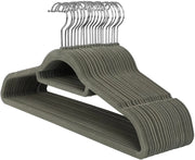 Set di 20 grucce in velluto con gancio girevole a 360° antiscivolo per abiti camicie vestiti cravatte grigio 12_0000080
