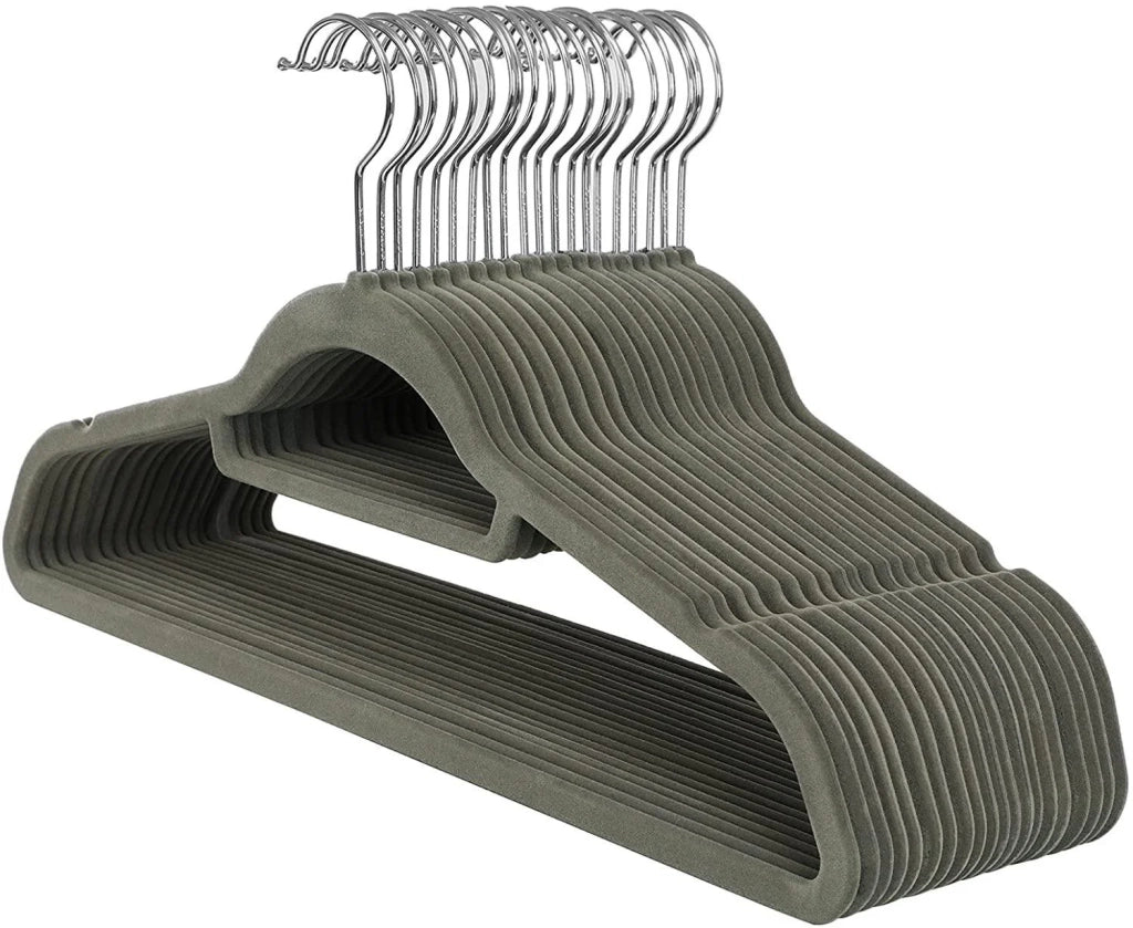 Set di 20 grucce in velluto con gancio girevole a 360° antiscivolo per abiti camicie vestiti cravatte grigio 12_0000080