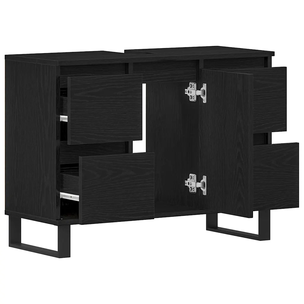 Mobile da Bagno Rovere Nero 80 x 33 x 60 cm Legno multistrato 862895