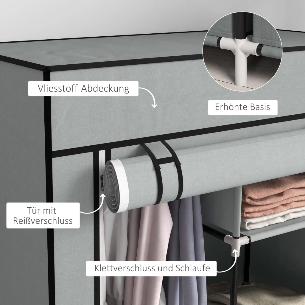 ARMADIO PORTATILE 83x42,5x162,5 cm In Tessuto Grigio Chiaro