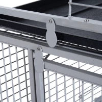Voliera per Uccelli con Ruote Altezza 161.5cm, Vaschette in Acciaio e Trespoli in Legno, Argento