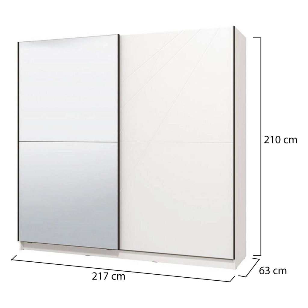 Armadio Camera da Letto Galtelli, Guardaroba Grande Appendiabiti, 217x210h cm Bianco Opaco