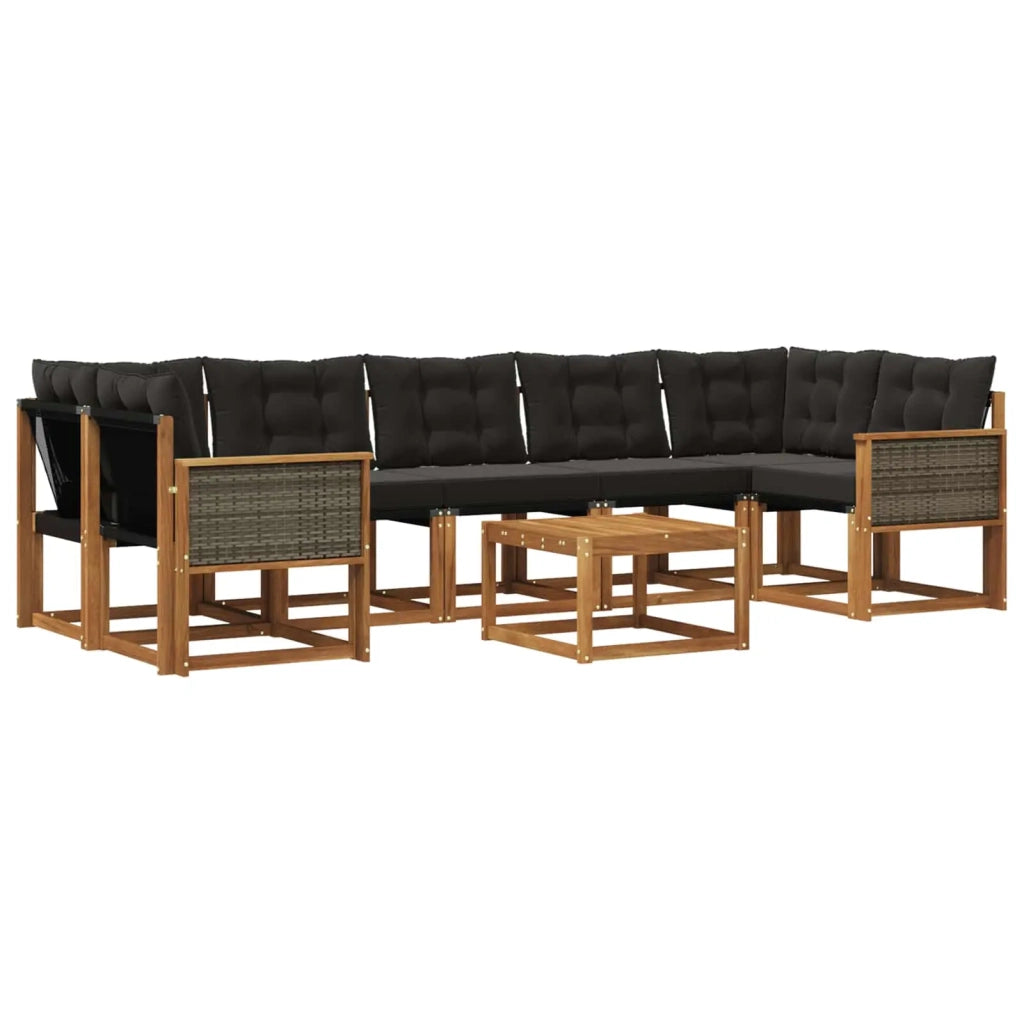 Set di divani da esterno 8 pz Naturale e Nero 3381836
