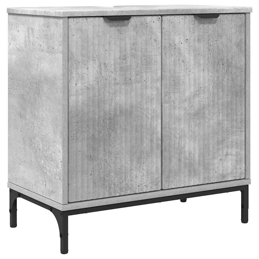 Set di mobili per il bagno con cassetto Grigio cemento 3393116