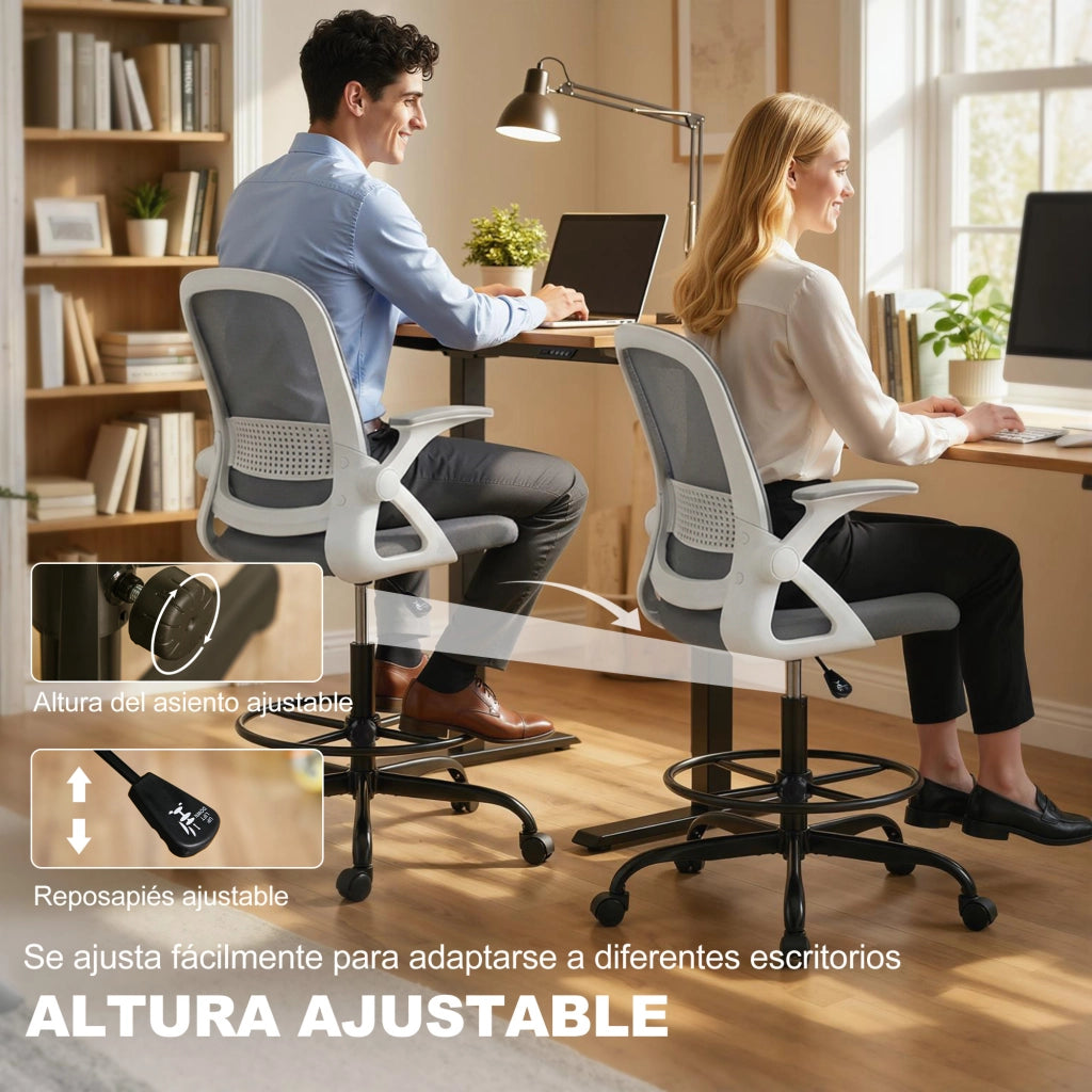 Sedia da ufficio in tessuto con braccioli ribaltabili e poggiapiedi ¨C Xylo ¨C Grigio