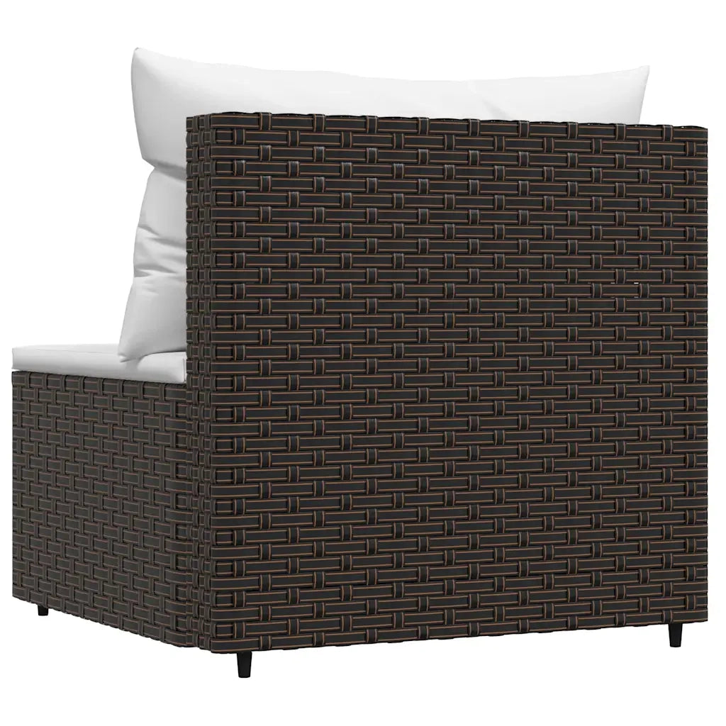 Divano Centrale da Giardino con Cuscini in Polyrattan Marrone 319753