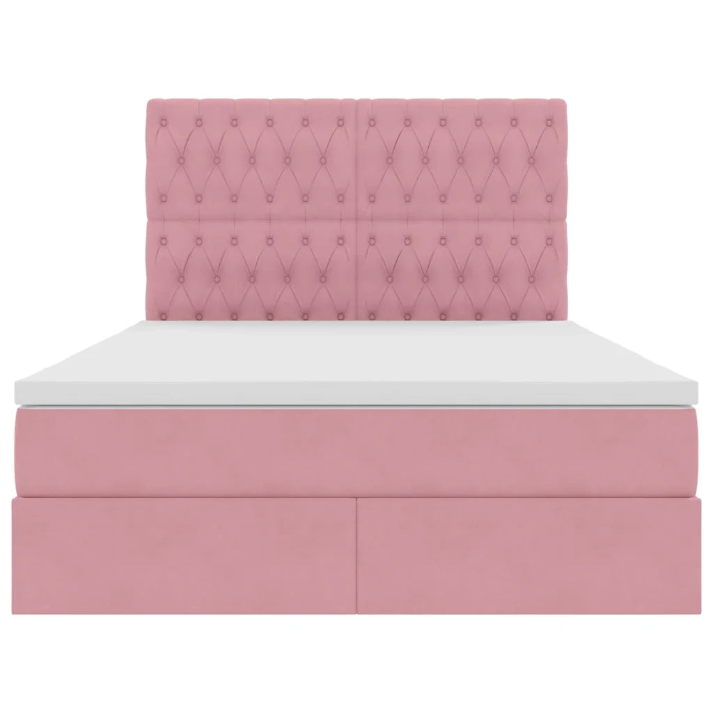 Letto con contenitore e materasso Rosa 140 x 200 cm Velluto