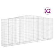 Set di 2 gabbioni ad arco per recinzione gabbia o muro di contenimento 400 x 50 x 160/180 cm ferro zincato argento 02_0041406