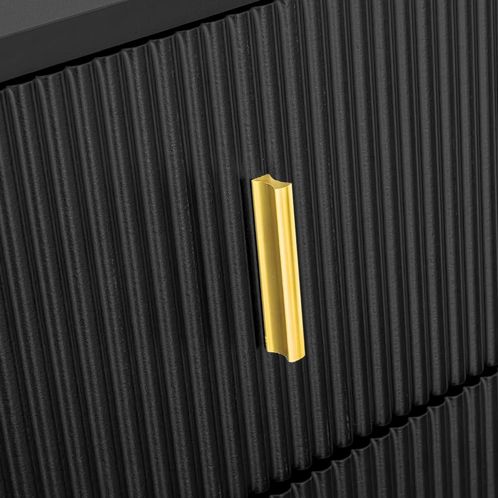 Credenza con 2 Ante e 2 Cassetti; Ripiani Regolabili e Push-to-open; Stile Moderno; in Pannello Truciolare; 83×35×101 cm; Nero
