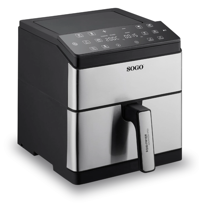 Friggitrice ad aria 6 litri con display digitale, 1700W, 12 programmi preimpostati, cottura senza olio - SOGO