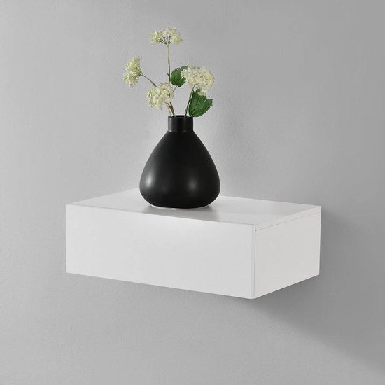 Pannello da parete oscillante con cassetto in MDF 46x30x15 cm in bianco opaco