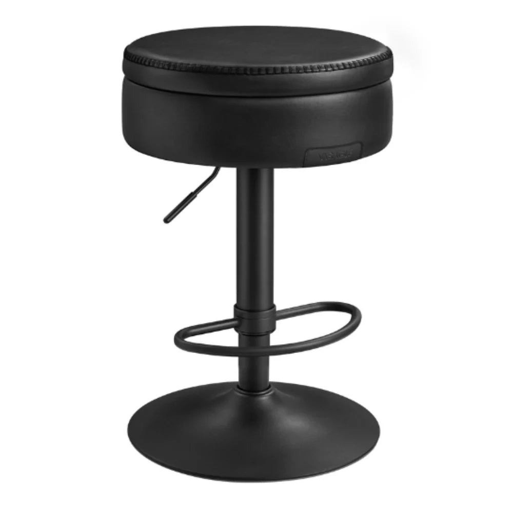 Sgabello da bar girevole a 360° altezza regolabile con contenitore in similpelle con cuciture moderne per cucina/bar facile da montare nero 12_0005375