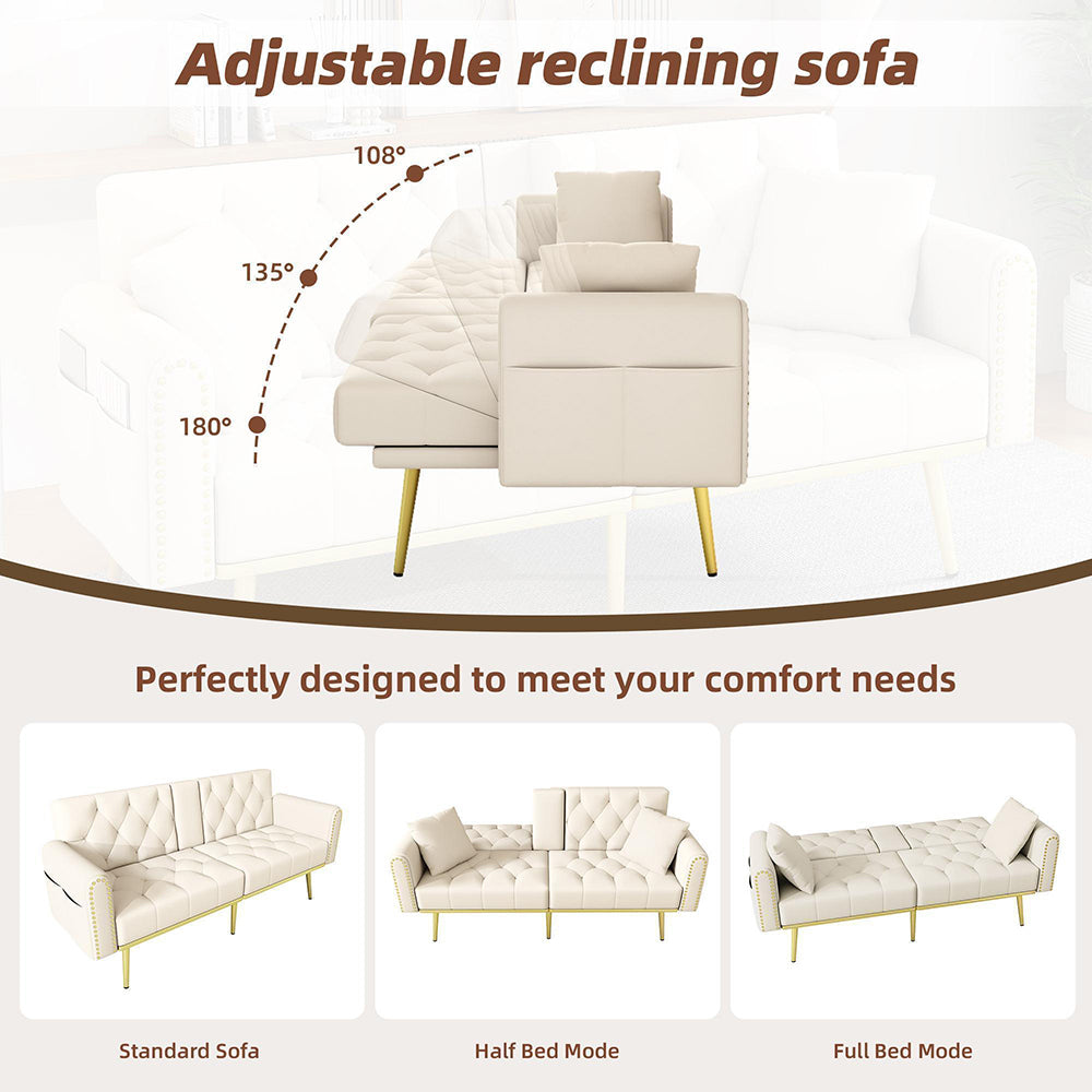 Divano letto convertibile - Xylo - Doppio, 3 livelli reclinabili, beige