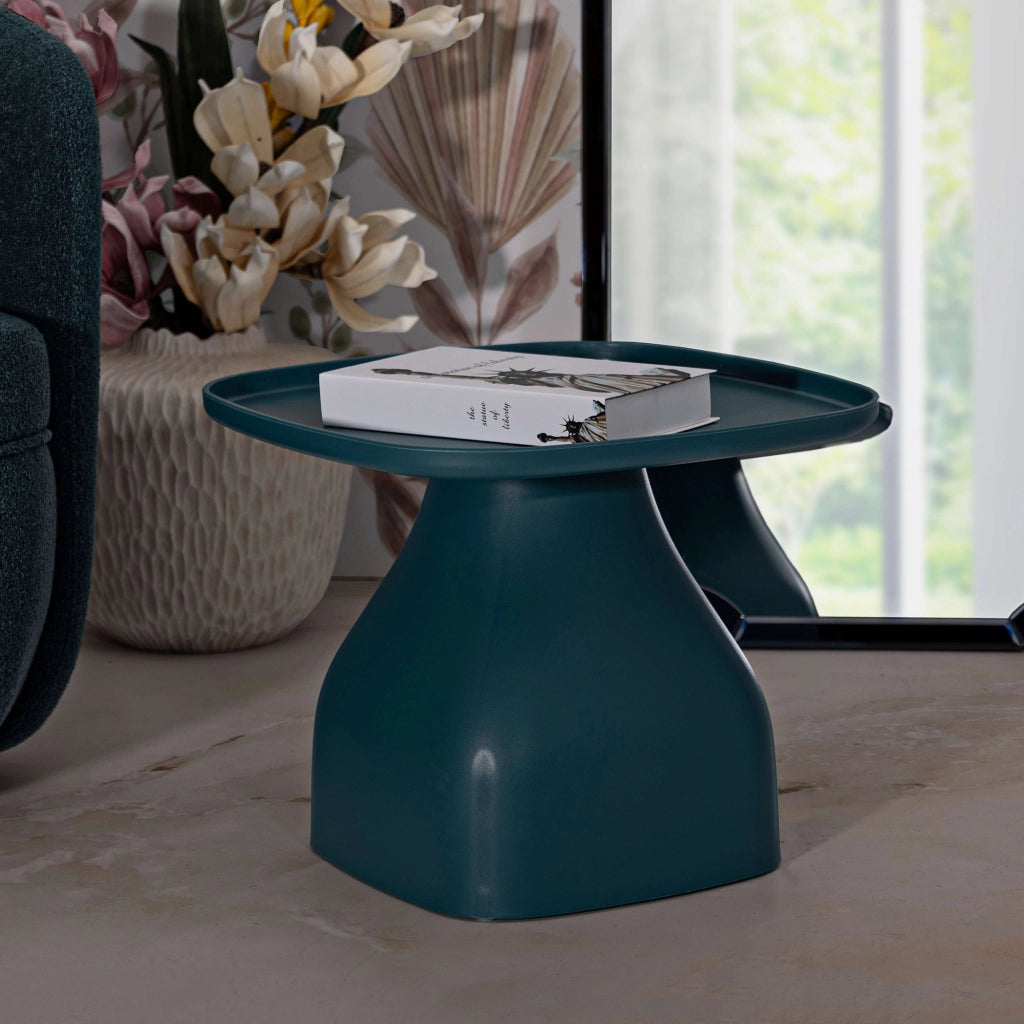 Midelt, Tavolino da Salotto Adatto per Indoor/outdoor Angoli Arrotondati, 48x48x38h cm blu