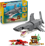 LEGO Creator 3 in 1 Squalo con Scrigno del Tesoro Giocattolo - Animale Marino Trasformabile in Rana Pescatrice o Manta -