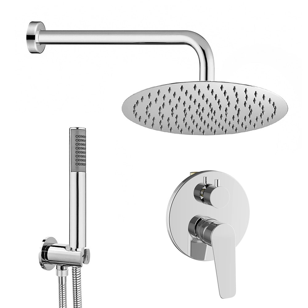 Set doccia incasso con braccio soffione e kit doccino acciaio cromo linea Vegas