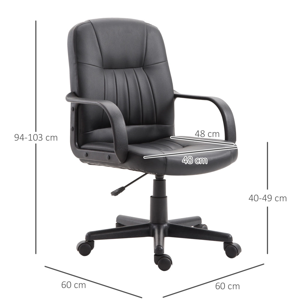 Sedia da Ufficio Girevole Regolabile ¨C zephmum ¨C Similpelle Nero 60x60x94-103cm