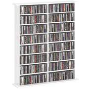 Libreria per CD e DVD con 16 scomparti e 12 ripiani regolabili ¨C zephmum ¨C bianco