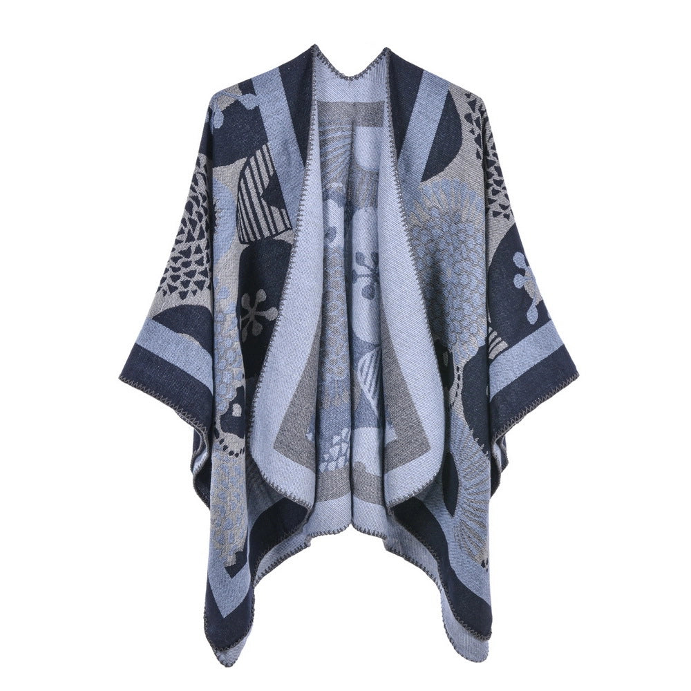 Sciarpa/stola da donna, elegante mantellina calda con spacco