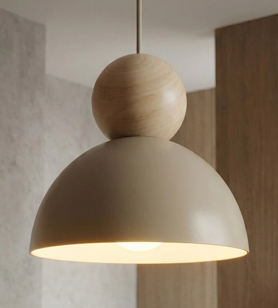 Lampada sospesa KAKI beige feltro legno 1xE27 Emibig