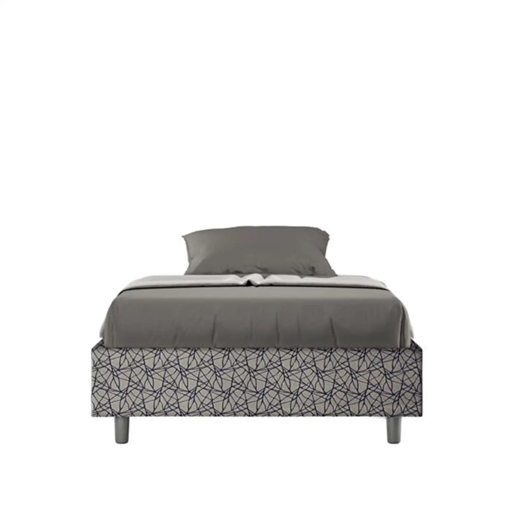 Letto una piazza e mezza con rete imbottito 120x190 tessuto Era 9 blu Azelia