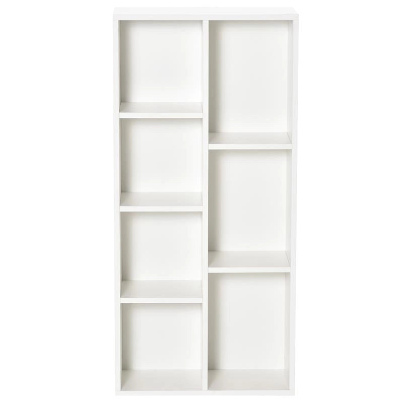 LIBRERIA MODERNA A CUBI CON 7 RIPIANI, IN LEGNO TRUCIOLATO, 50X24X106 CM, BIANCA