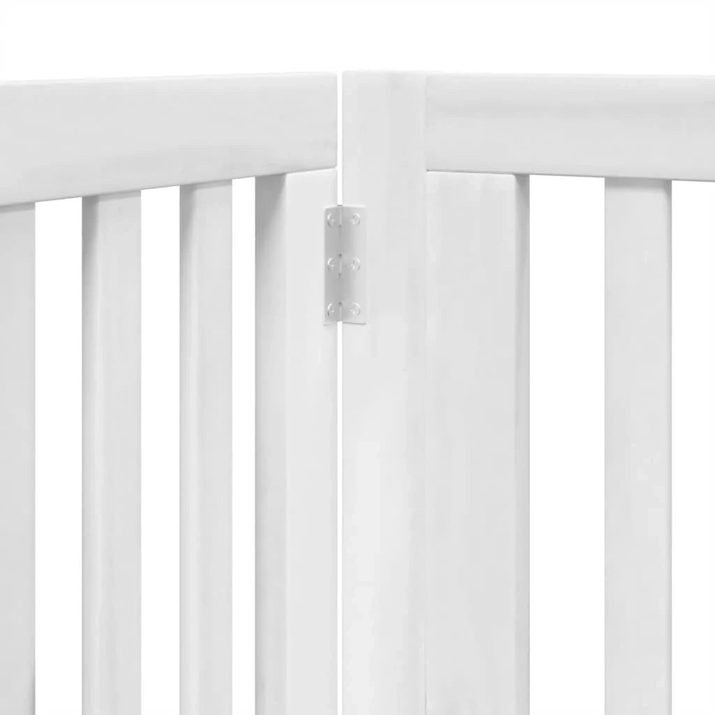 Cancelletto di sicurezza per animali domestici porta pieghevole 12 pannelli legno di pioppo bianco 02_0023128