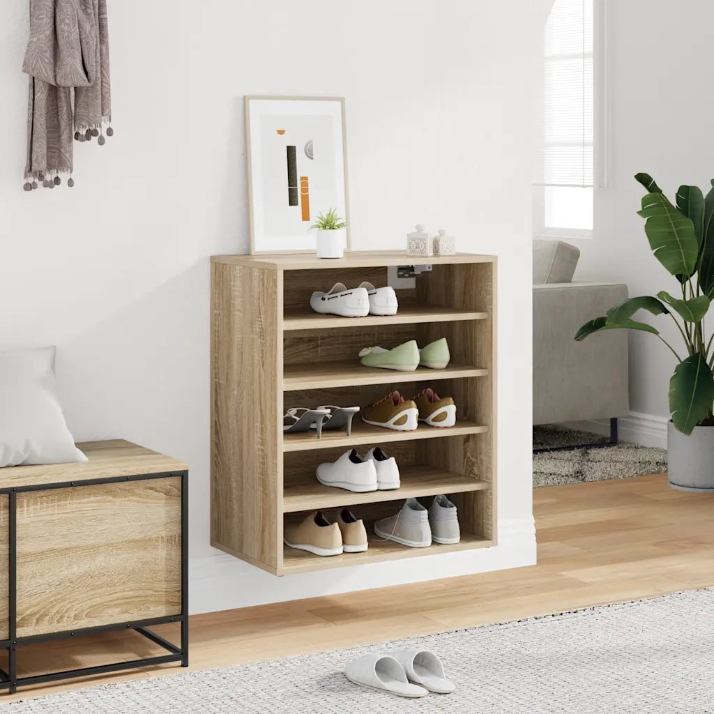 Scarpiera-Scaffale per scarpe Rovere Sonoma 60x35x70 cm in Truciolato 215807