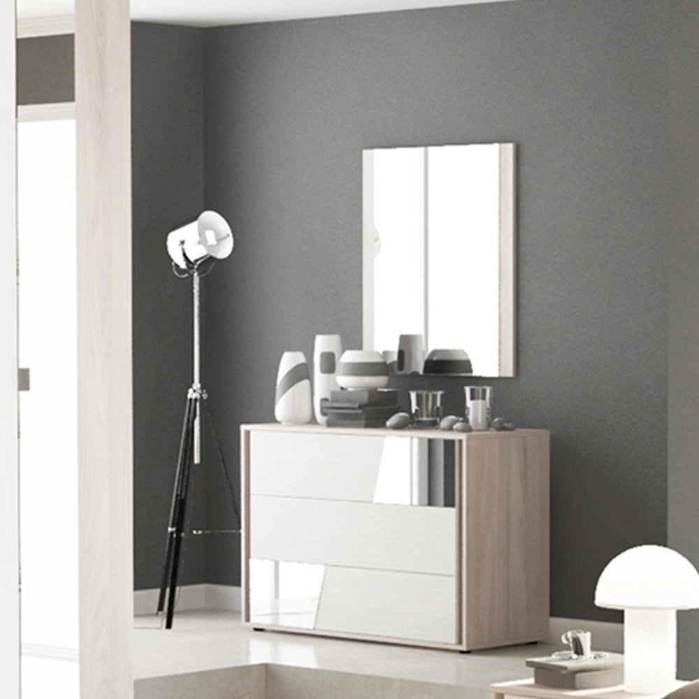 Camera da letto con armadio ante battenti con specchi Denise colore bianco olmo