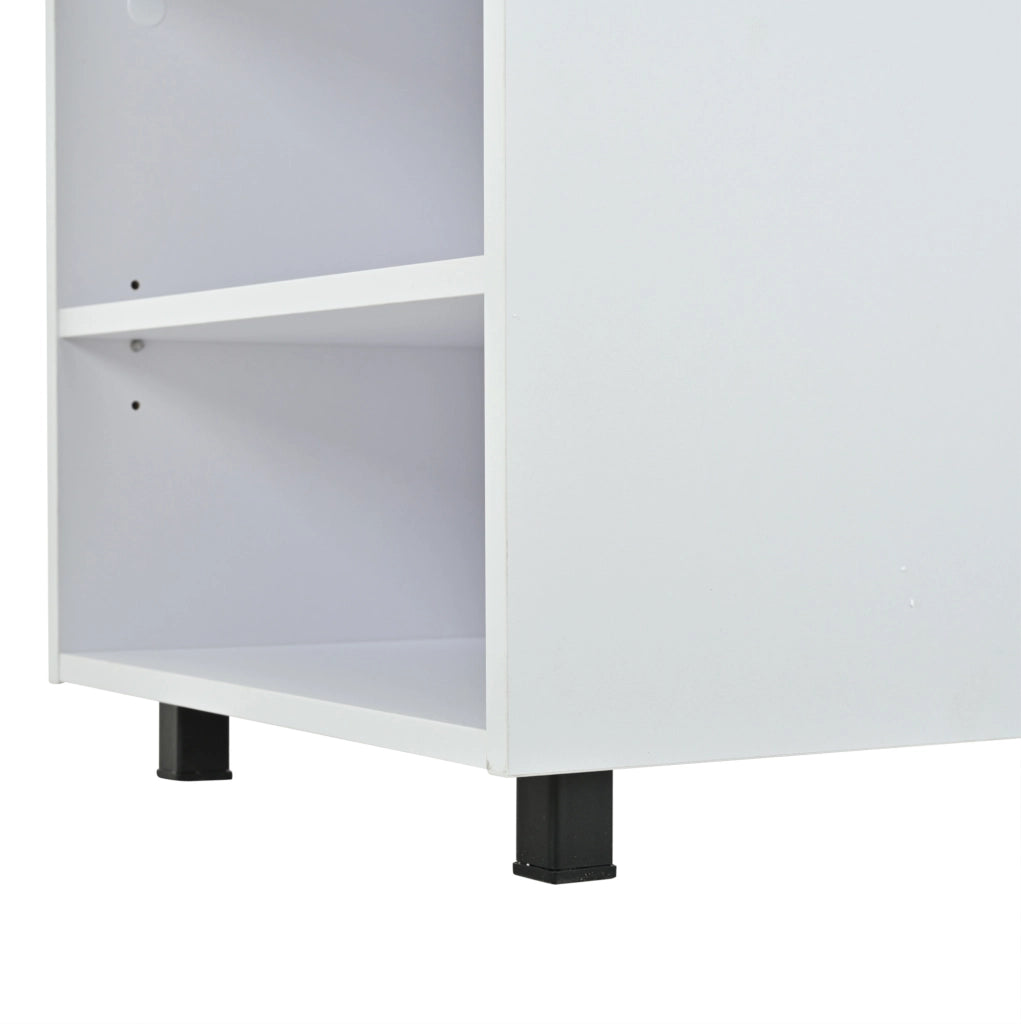 Tavolino da salotto 50x100x46 cm; altezza regolabile con vano nascosto; truciolato; bianco