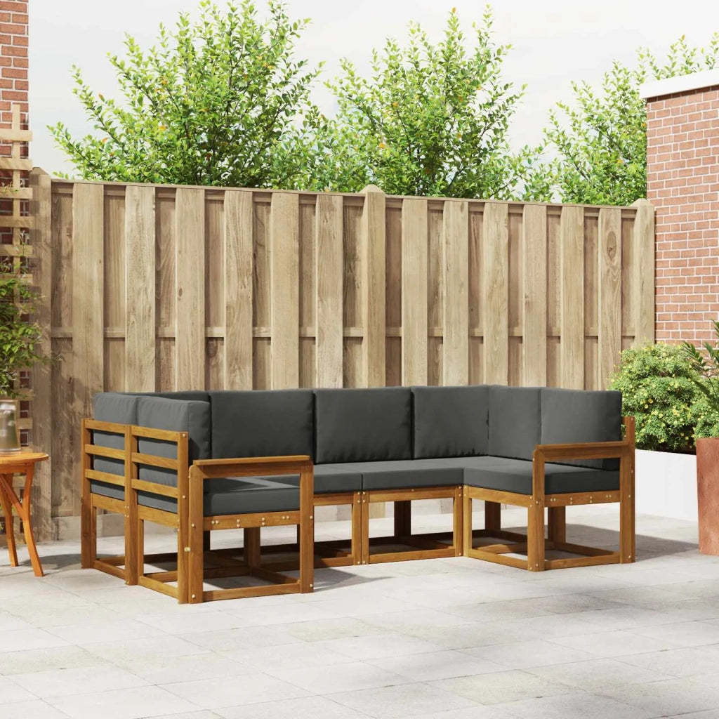 Set di divani da esterno con cuscino 6 pcs Naturale e Antracite