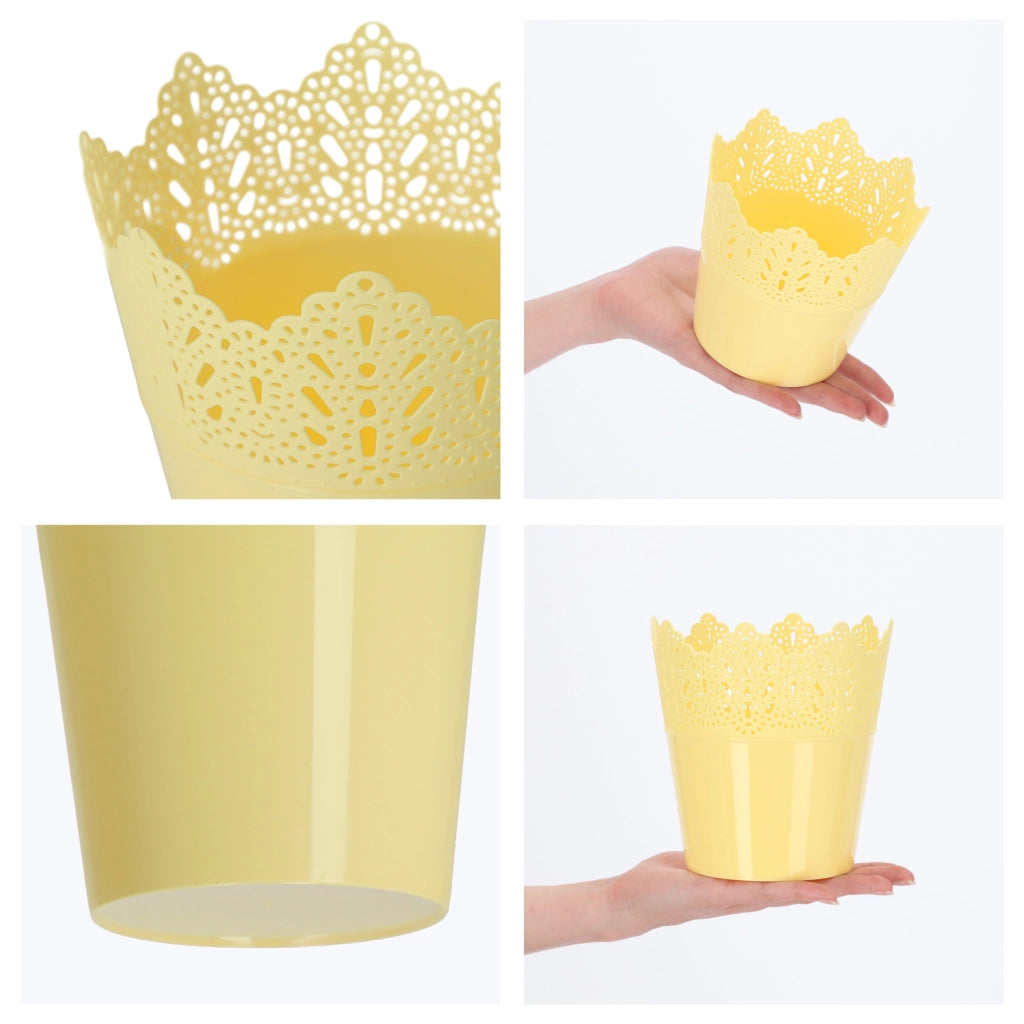 Vaso da fiori KADAX, vaso da fiori, coperchio, alto, in plastica, 12 cm, giallo
