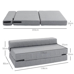 DIVANO LETTO Pieghevole 138x80x50 cm Grigio in Poliestere