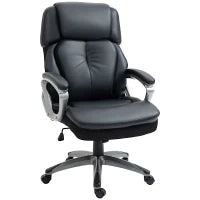 Poltrona da Ufficio Ergonomica con Poggiatesta, Altezza Regolabile e Dondolo, Sedia Girevole con Ruote, 68x76x117-125cm, Nero