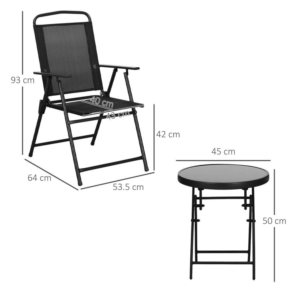 Set Giardino 3 Pezzi con Sedie e Tavolino ¨C zephmum ¨C Metallo Nero