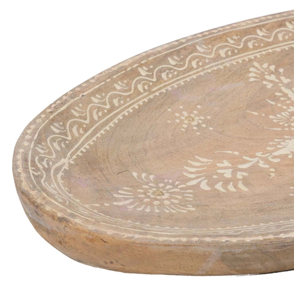 Centrotavola in legno dipinto a mano marrone 35,5x20x2,5h