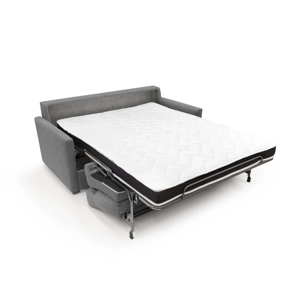 Margot Divano letto matrimoniale con schienale morbido alto in tessuto T02 196 cm (mat. 160x197) grigio