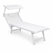 Tempo Style - Lettino Prendisole Bianco con Parasole e telaio bianco