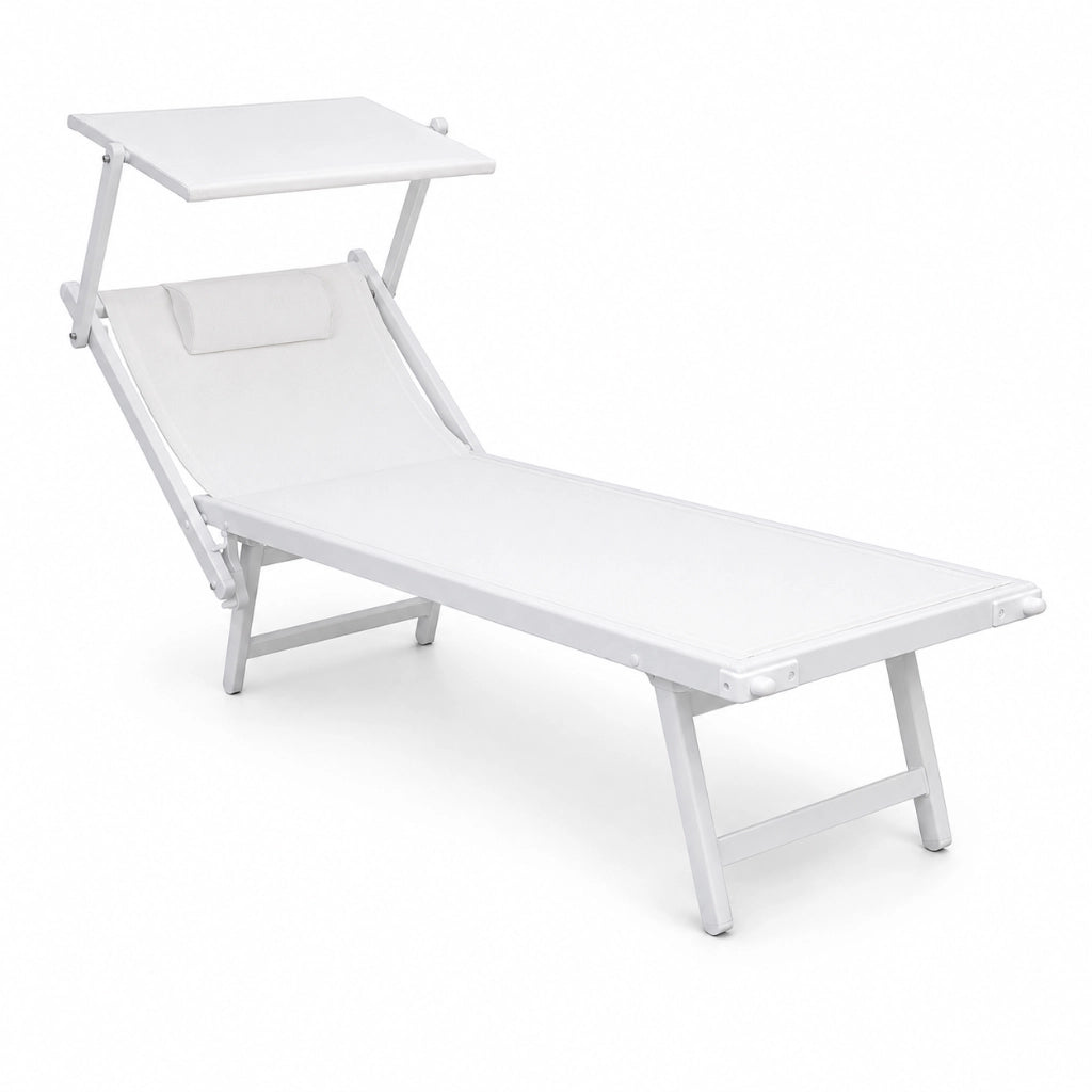 Tempo Style - Lettino Prendisole Bianco con Parasole e telaio bianco