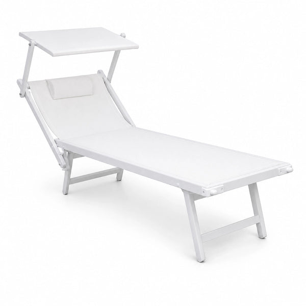 Tempo Style - Lettino Prendisole Bianco con Parasole e telaio bianco