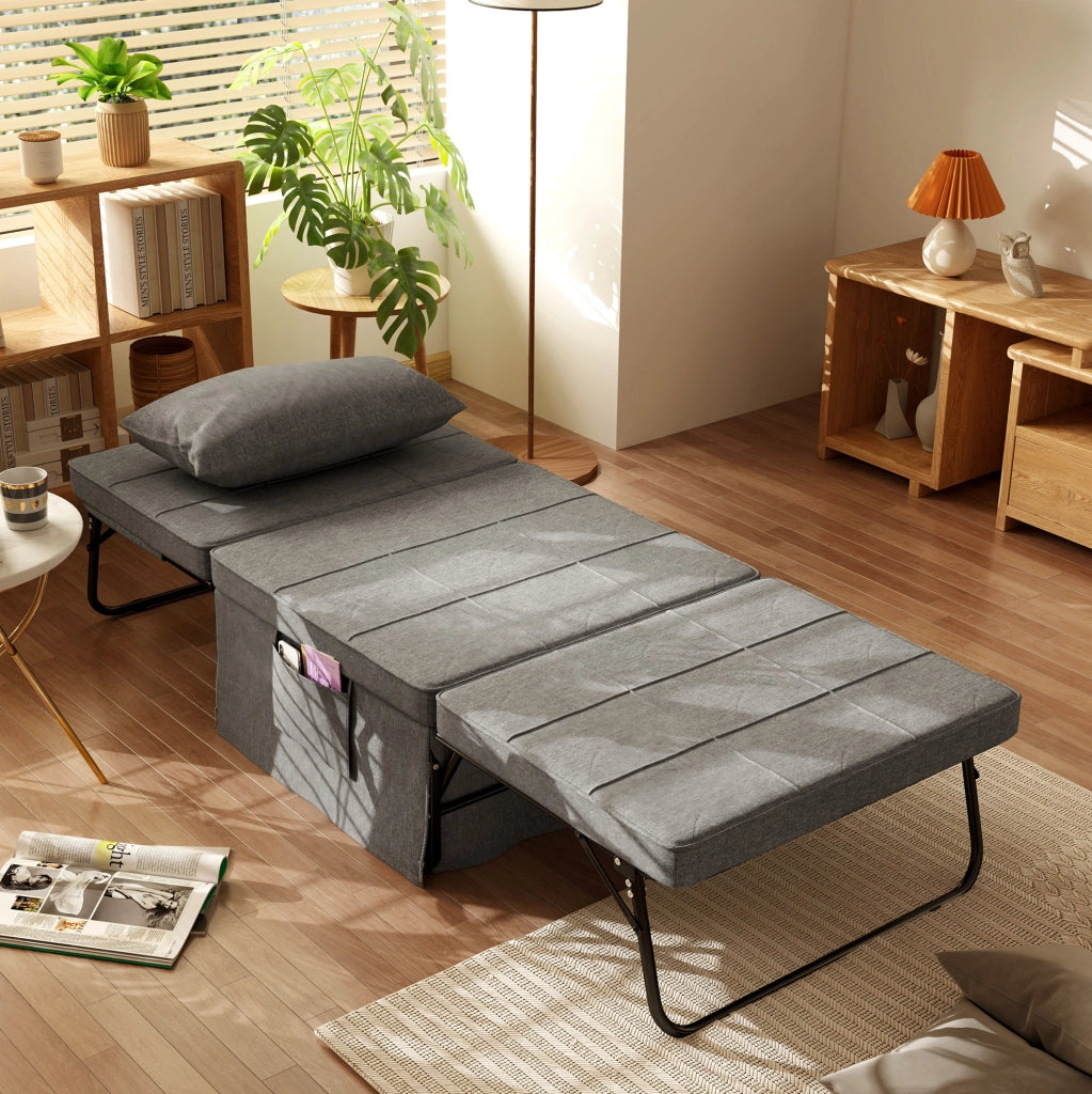 Letto pieghevole 4 in 1 grigio con schienale regolabile