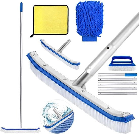 Set di spazzole per piscina da 45 cm per la pulizia della piscina con manico di alluminio regolabile 180 cm